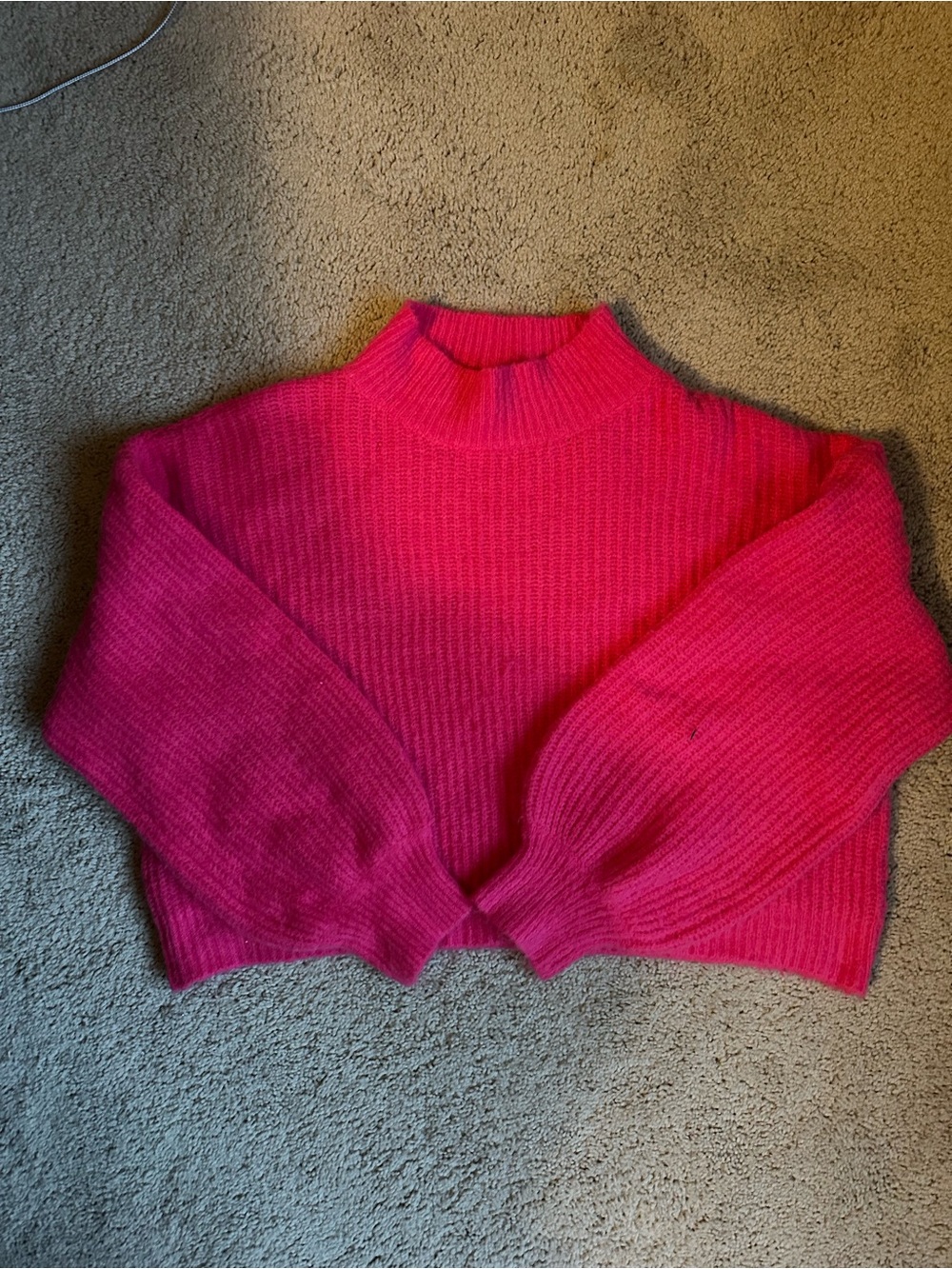 Lulus cropped ribbed mock neck sweater size large